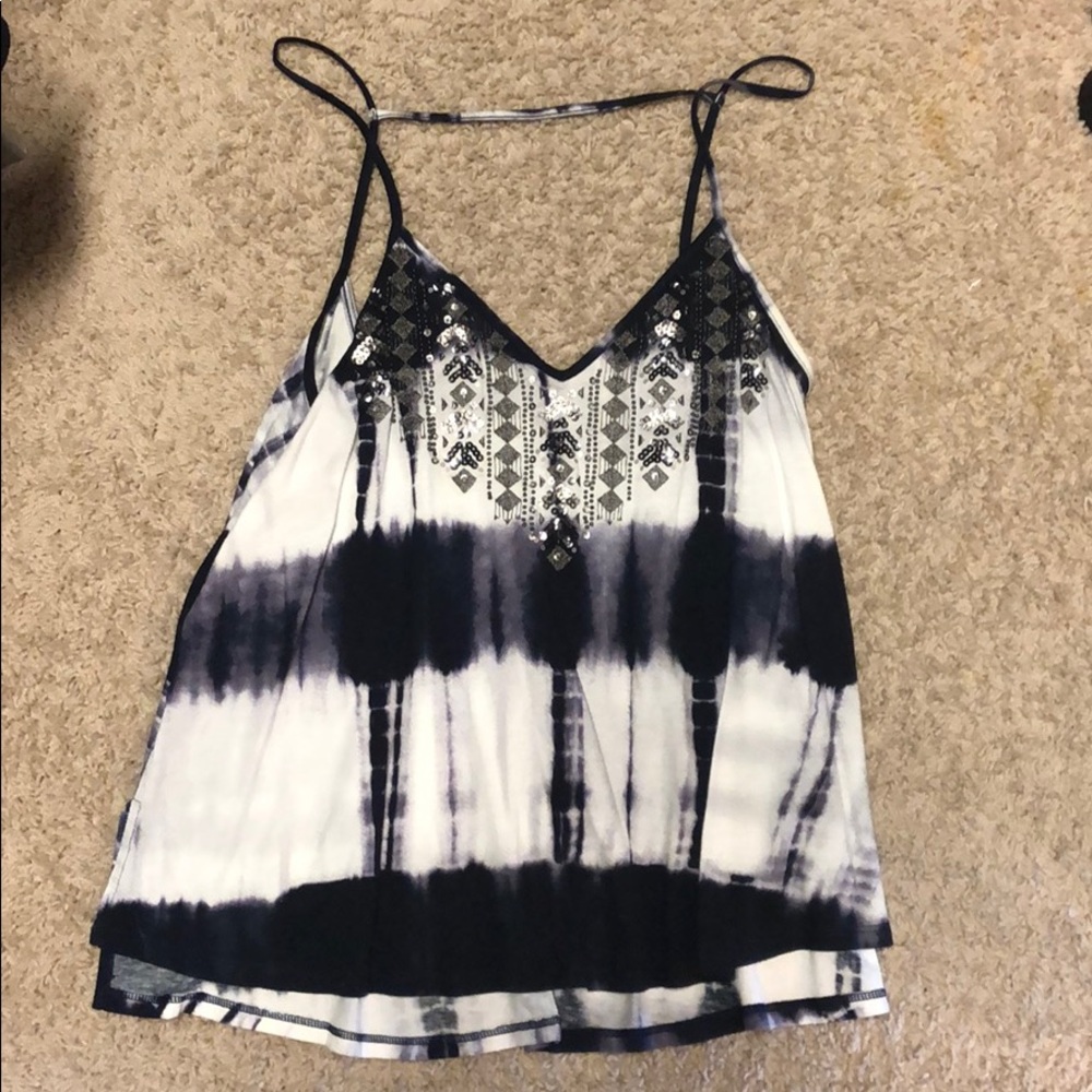 Express tie dye tank with sequins size small
